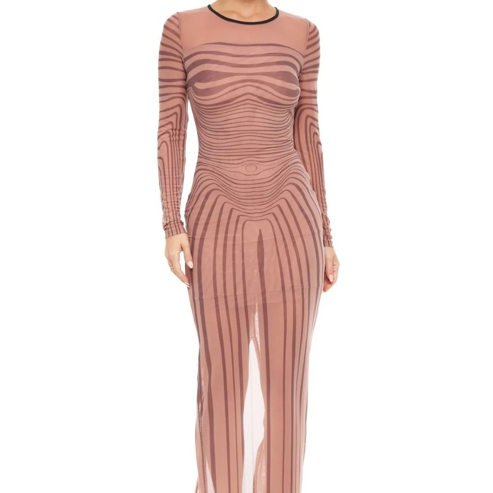 Chic Sheer Striped Maxi Dress